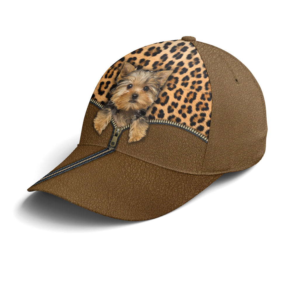 Yorkshire Dog Leopard Leather Style Baseball Cap Coolspod