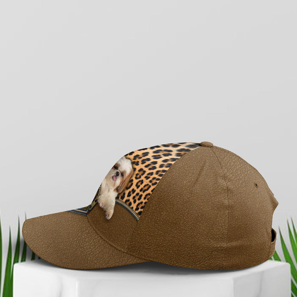 Shih Tzu Dog Leopard Leather Style Baseball Cap Coolspod