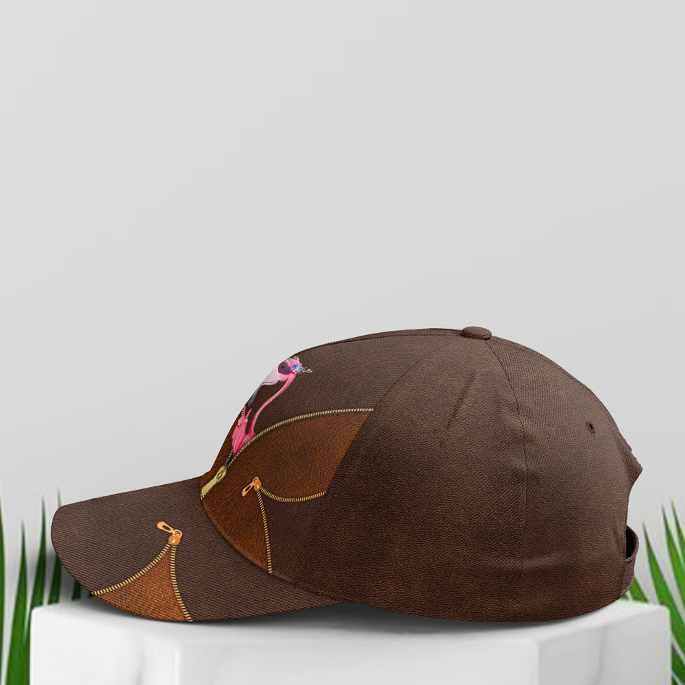 Funny Flamingo Leather Style Baseball Cap Coolspod