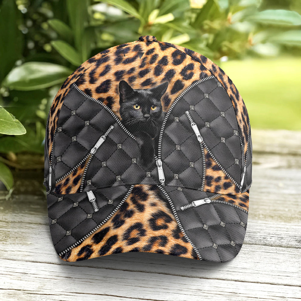 Cat Leopard Pattern Leather Style Baseball Cap Coolspod
