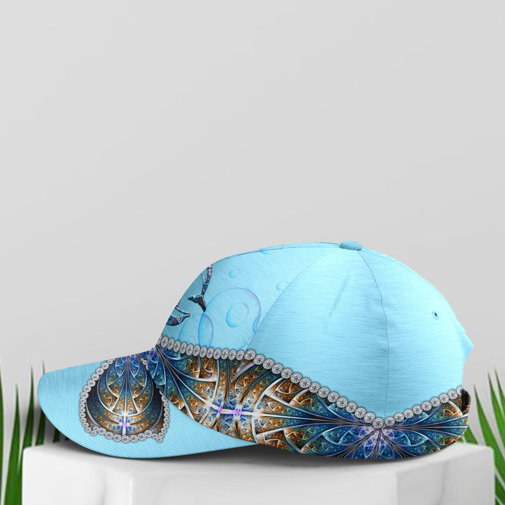 Dolphin Ocean Theme Jewel Print Style Baseball Cap Coolspod