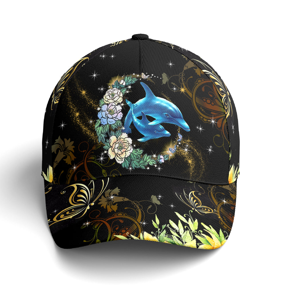 Dolphin And Flowers Baseball Cap Coolspod