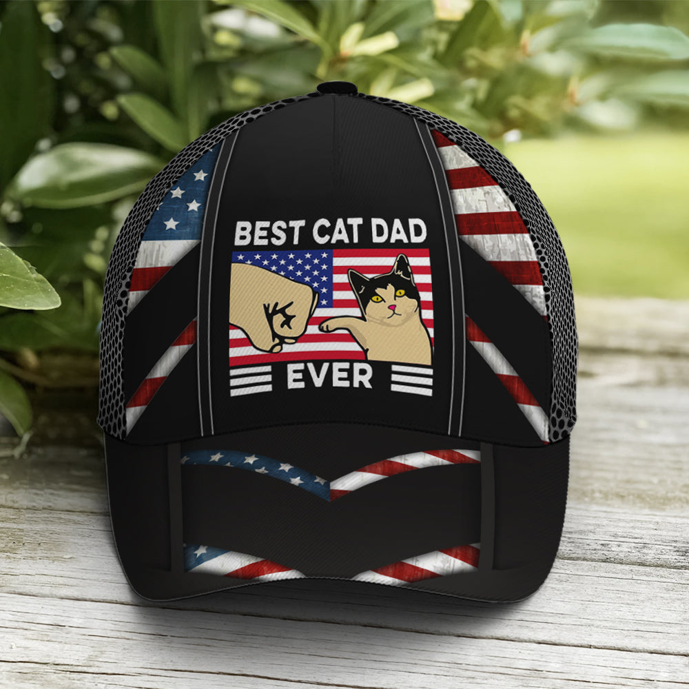American Flag Best Cat Dad Ever Baseball Cap Coolspod