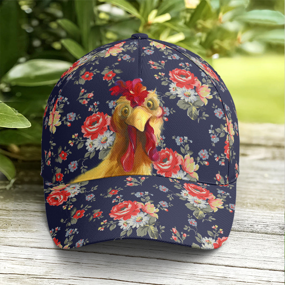 Floral Funny Rooster Baseball Cap Coolspod