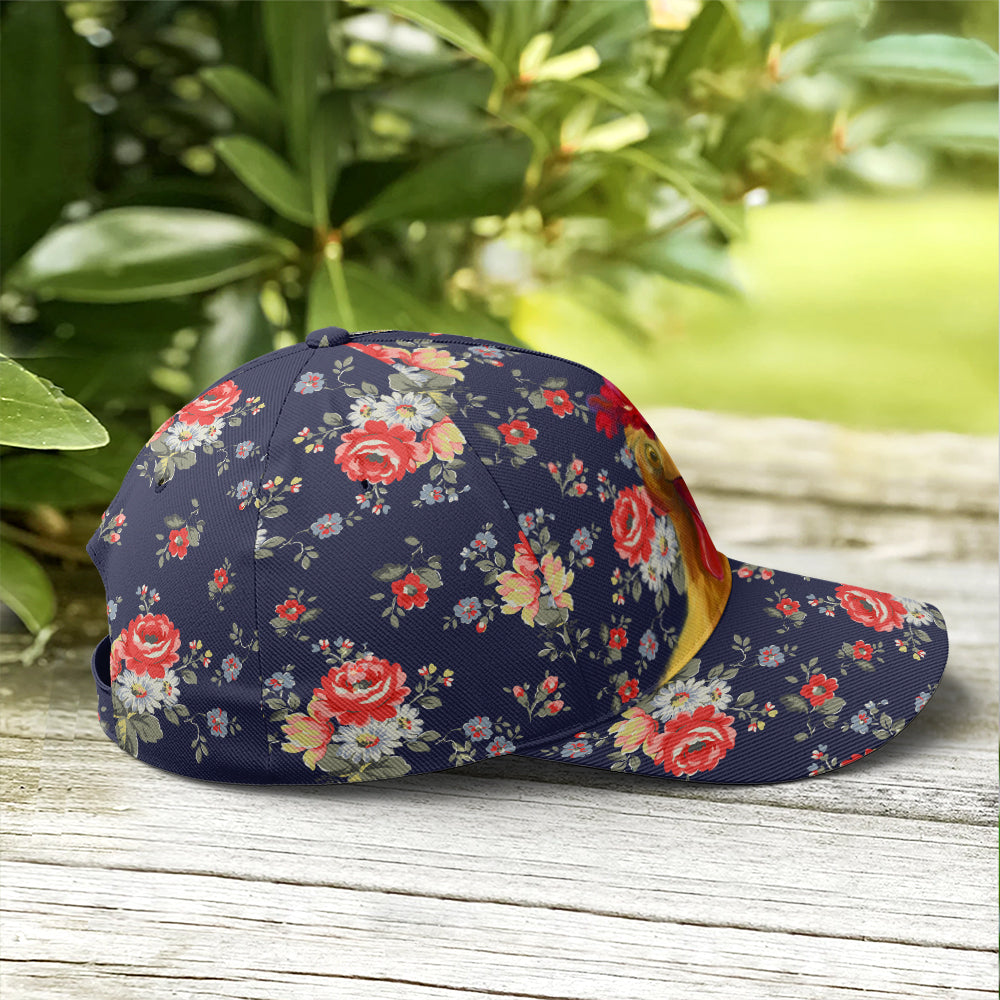 Floral Funny Rooster Baseball Cap Coolspod