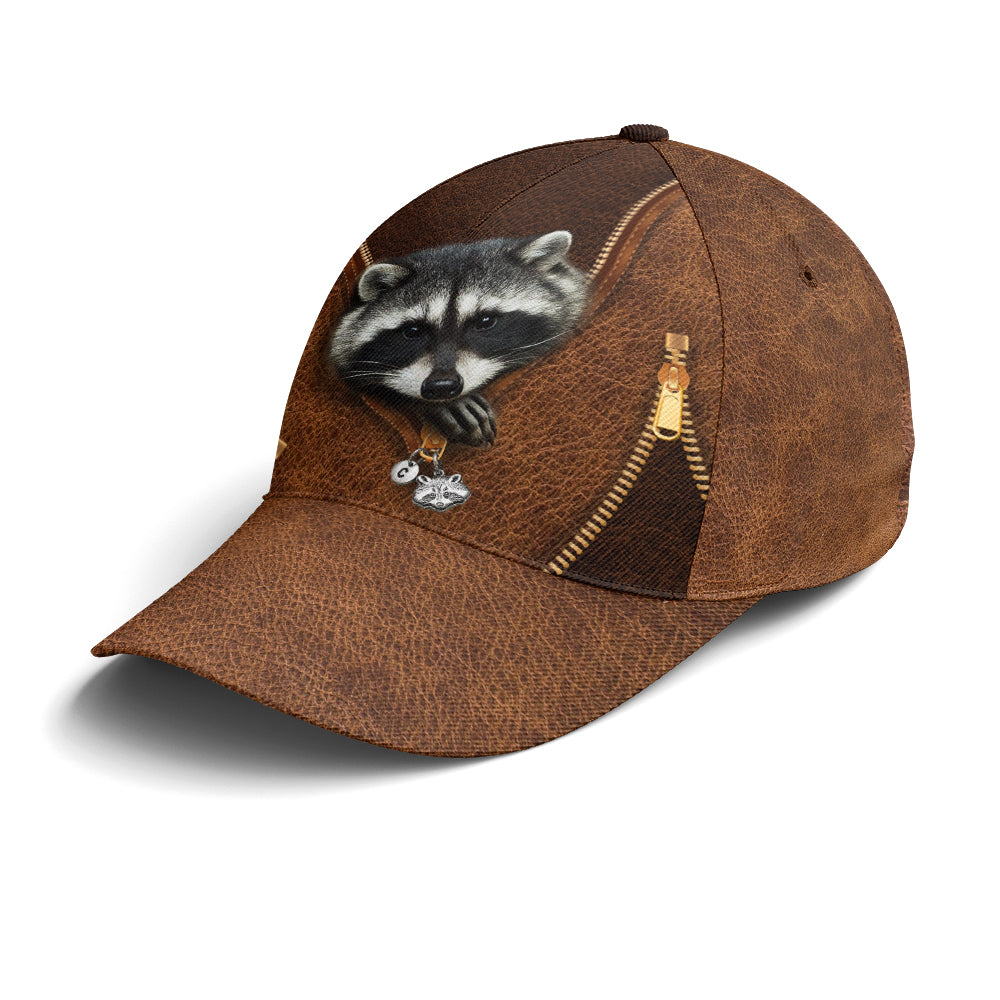 Lovely Funny Racoon Leather Style Baseball Cap Coolspod