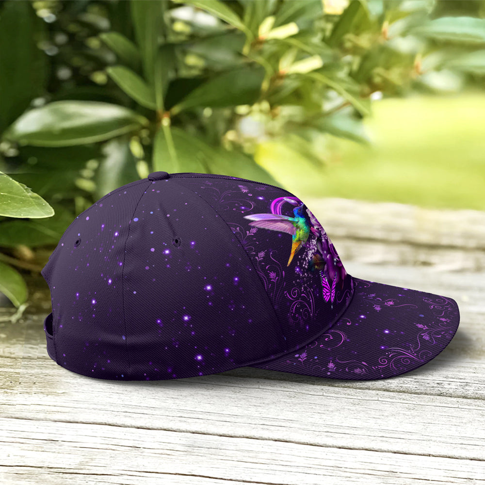 Purple Floral Couple Hummingbird Baseball Cap Coolspod