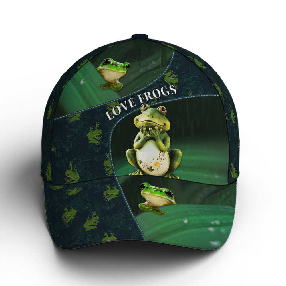 Frogs Vector Art Pattern Green Baseball Cap Coolspod