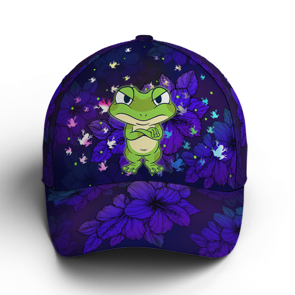 Frogs Floral Pattern Purple Baseball Cap Coolspod