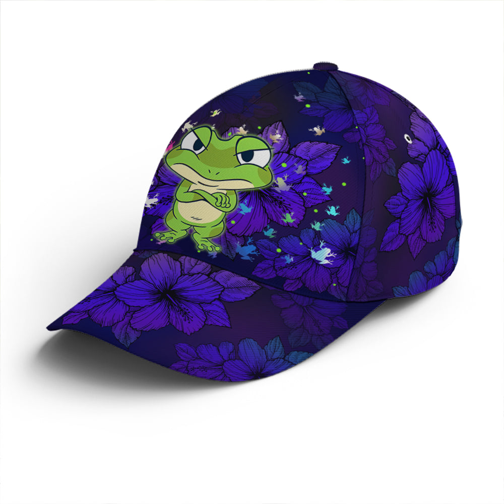 Frogs Floral Pattern Purple Baseball Cap Coolspod