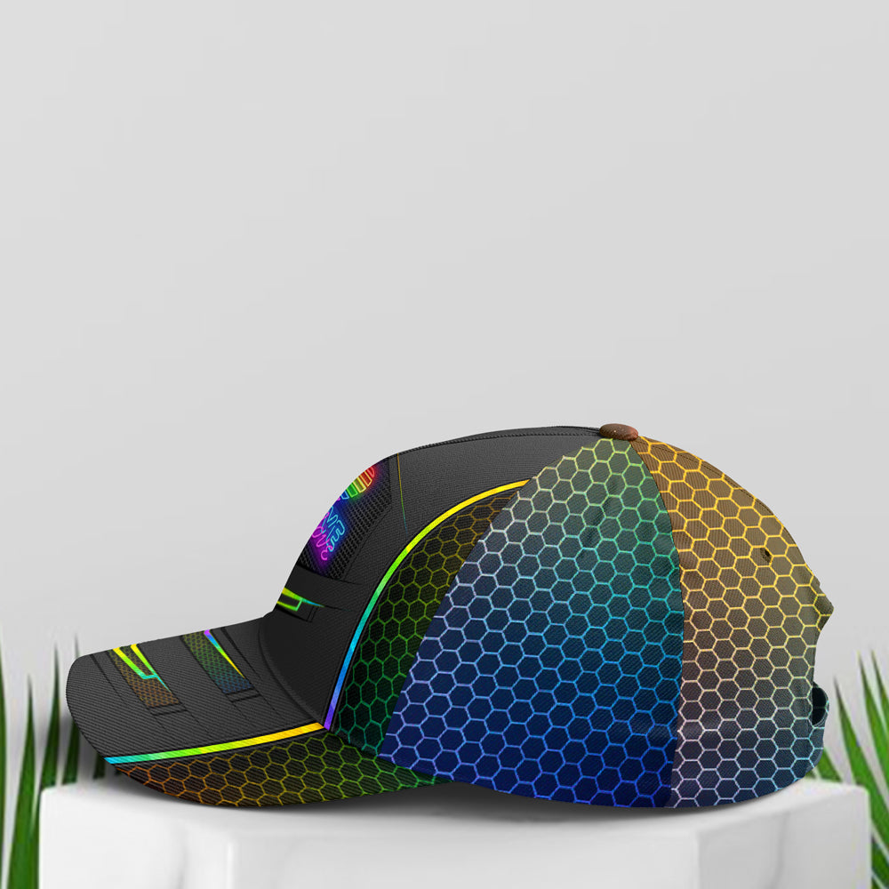LGBTQ Hexagon Neon Pattern Baseball Cap Coolspod