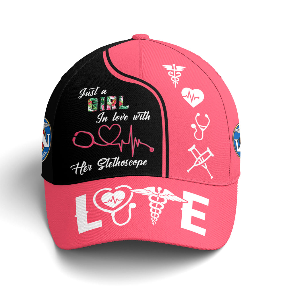 Just A Girl In Love With Her Stethoscope Baseball Cap Coolspod