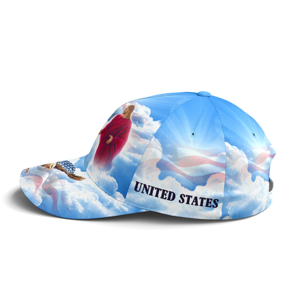 One Nation Under God Baseball Cap For Jesus Lovers Drawing Vector Style Blue Coolspod