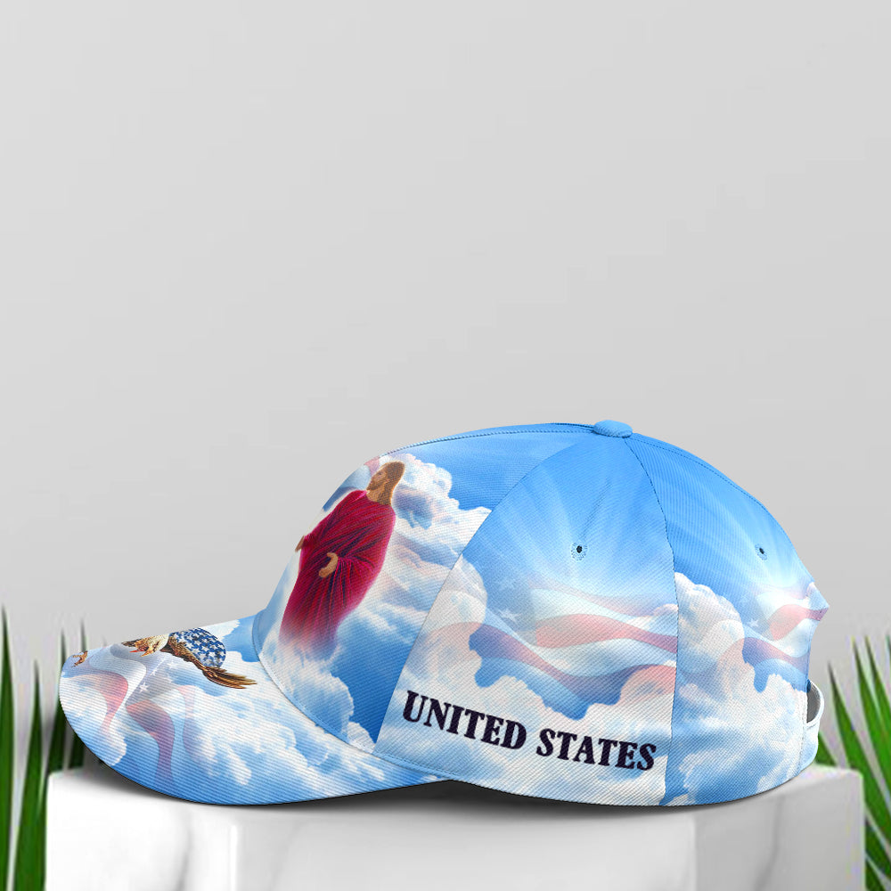 One Nation Under God Baseball Cap For Jesus Lovers Drawing Vector Style Blue Coolspod