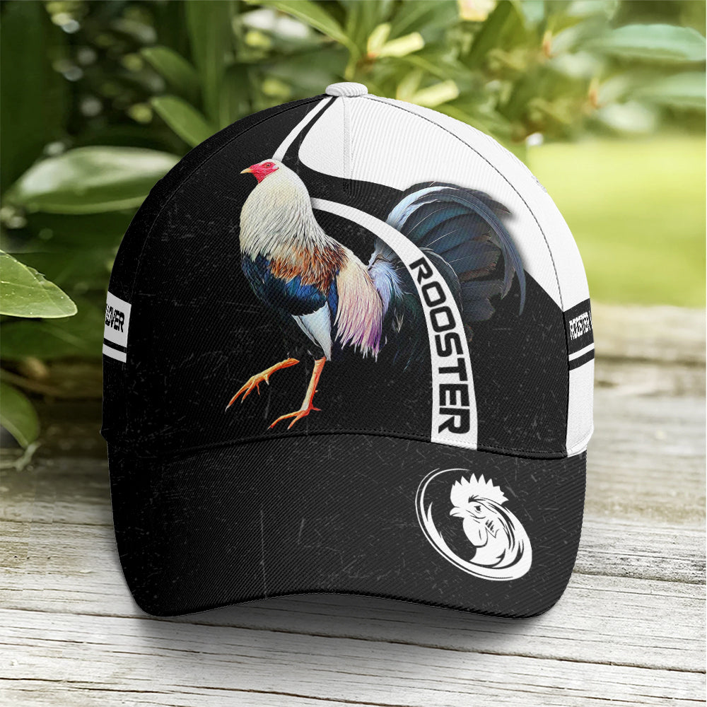 Rooster Black And White Cool Baseball Cap Coolspod