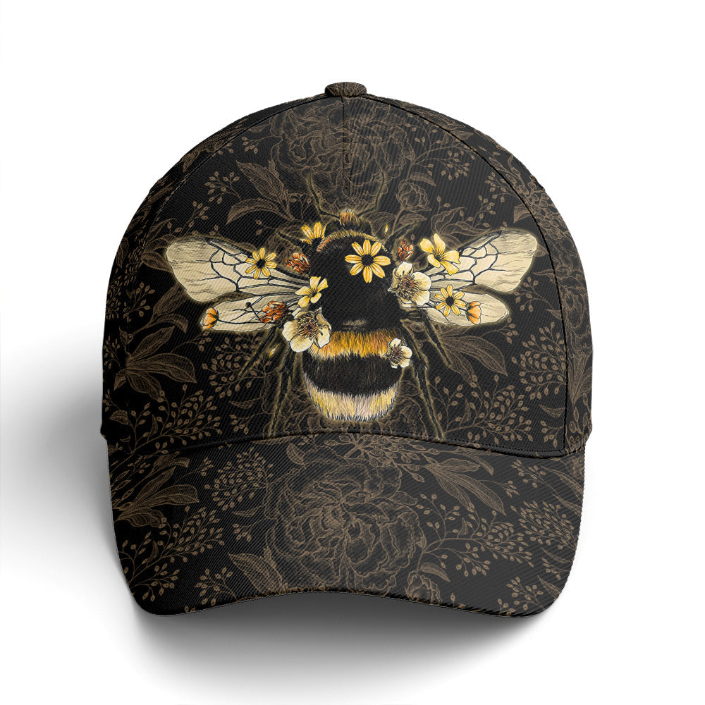 Bee Floral Pattern Baseball Cap Coolspod