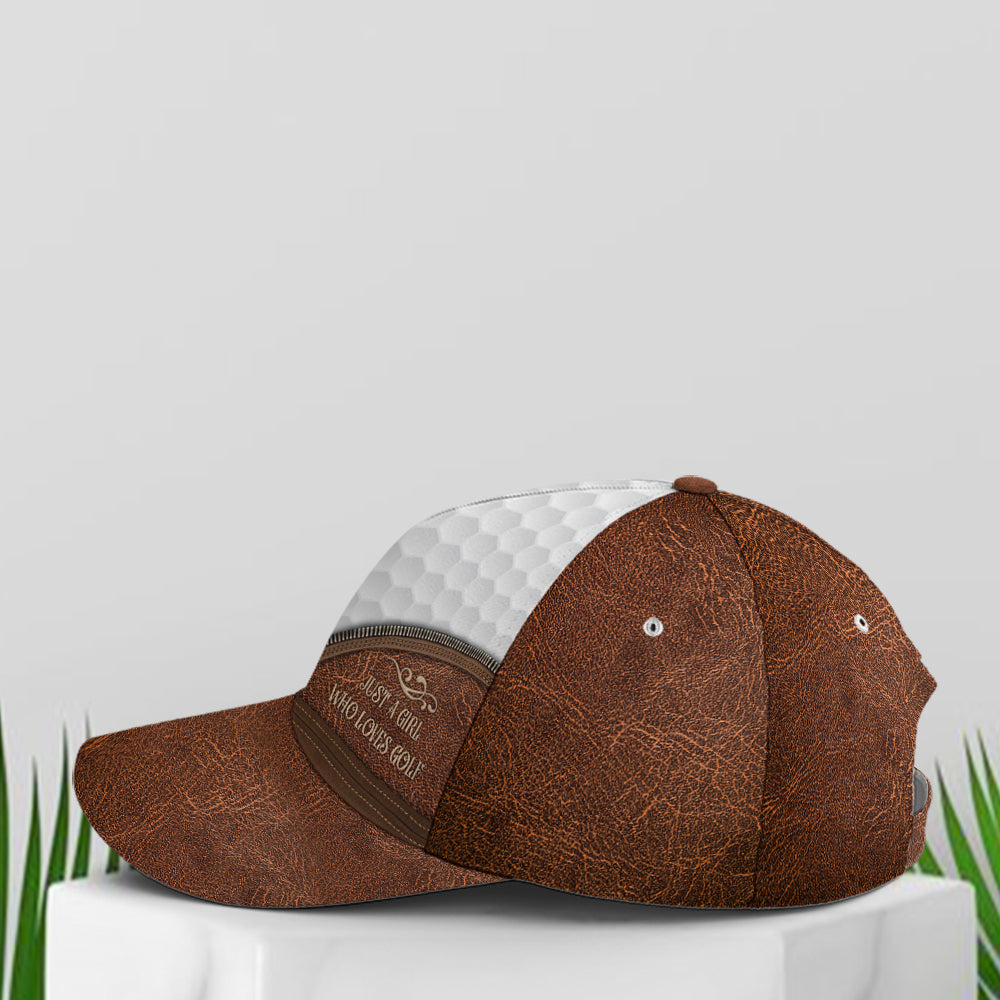 Just A Girl Who Loves Golf Leather Style Baseball Cap Coolspod