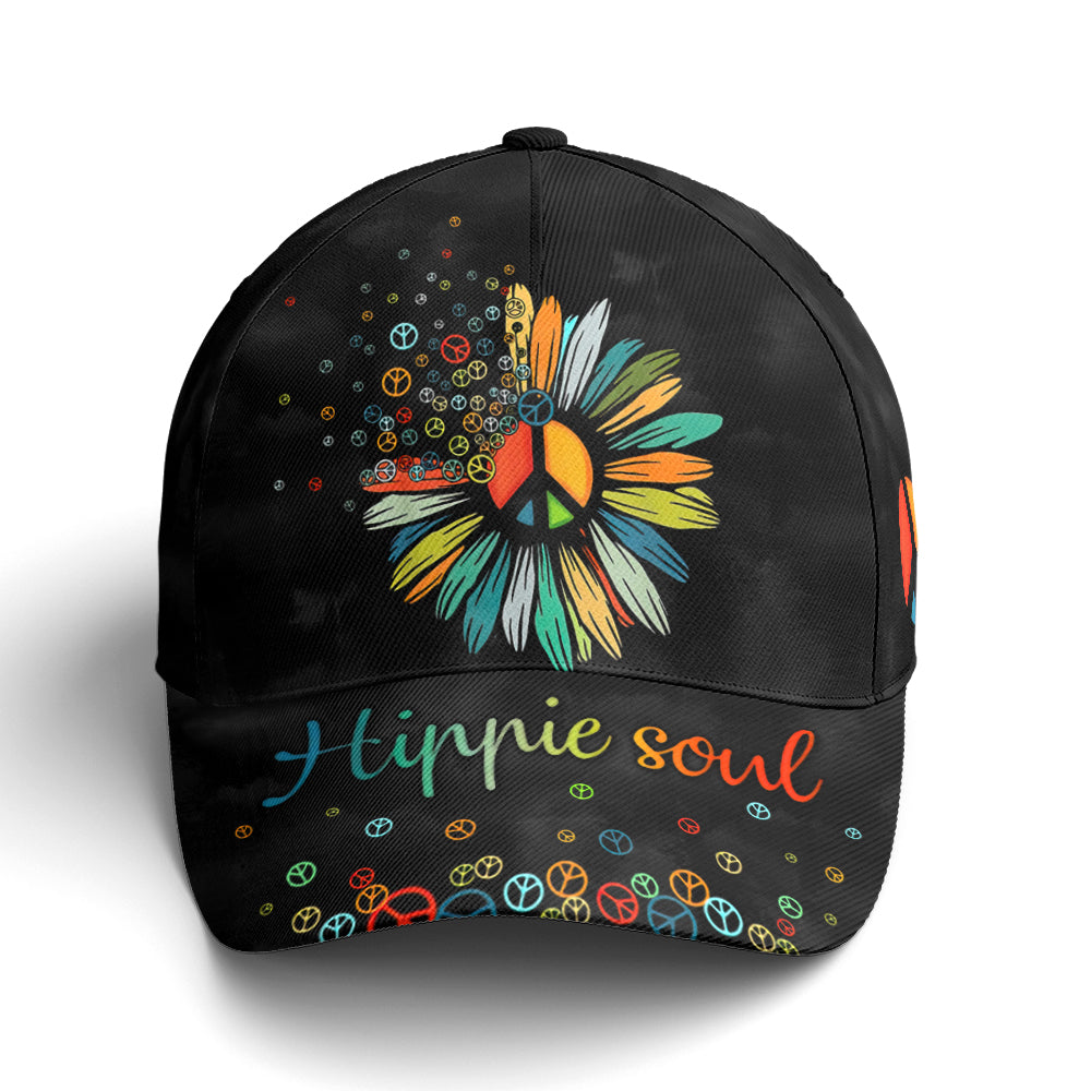 Hippie Soul Sunflower Black Baseball Cap Coolspod