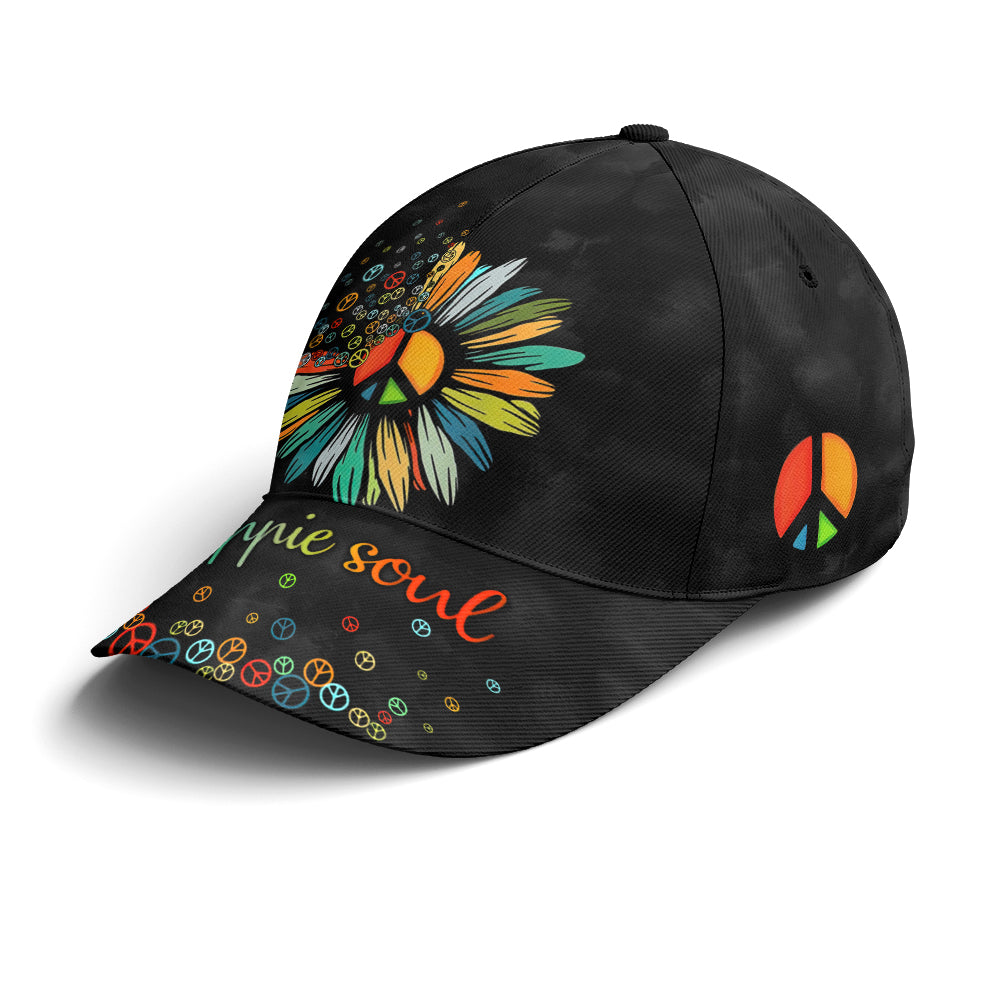 Hippie Soul Sunflower Black Baseball Cap Coolspod