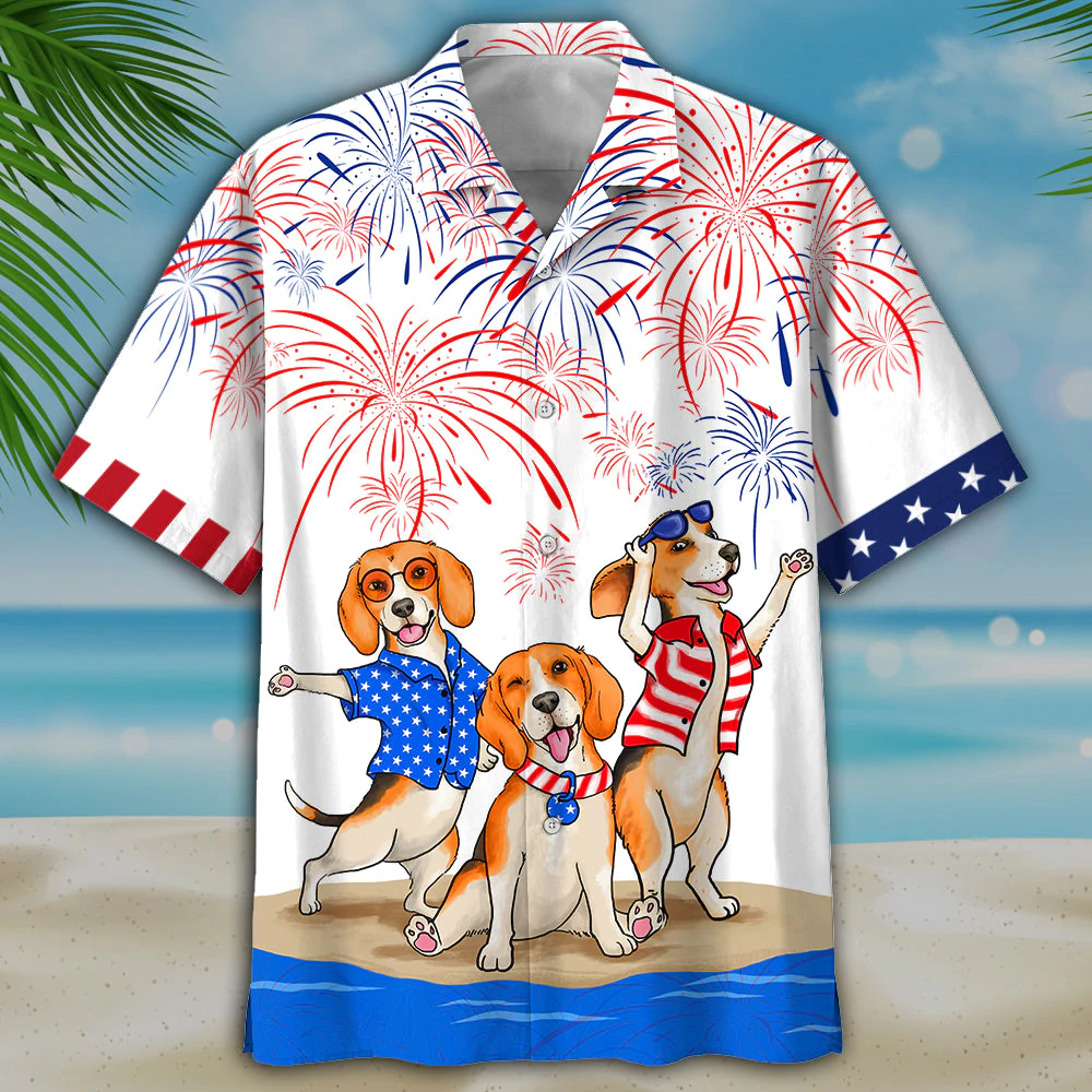 Beagle  4th of july hawaiian shirt- Independence Day hawaiian shirt/ USA Patriotic Hawaiian Shirt