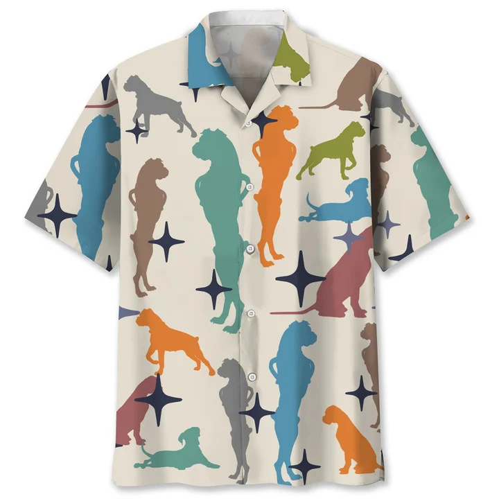 Boxer vintage Hawaiian Shirt/ Hawaiian shirt for men/ Summer gift for Dog lovers