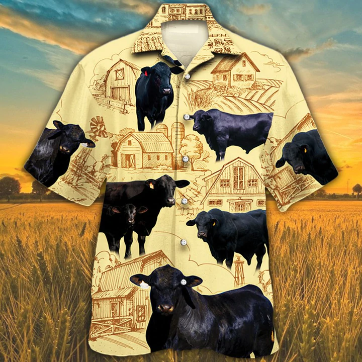 Brangus Cattle Lovers Farm Hawaiian Shirt/ Summer Hawaiian shirt for men women