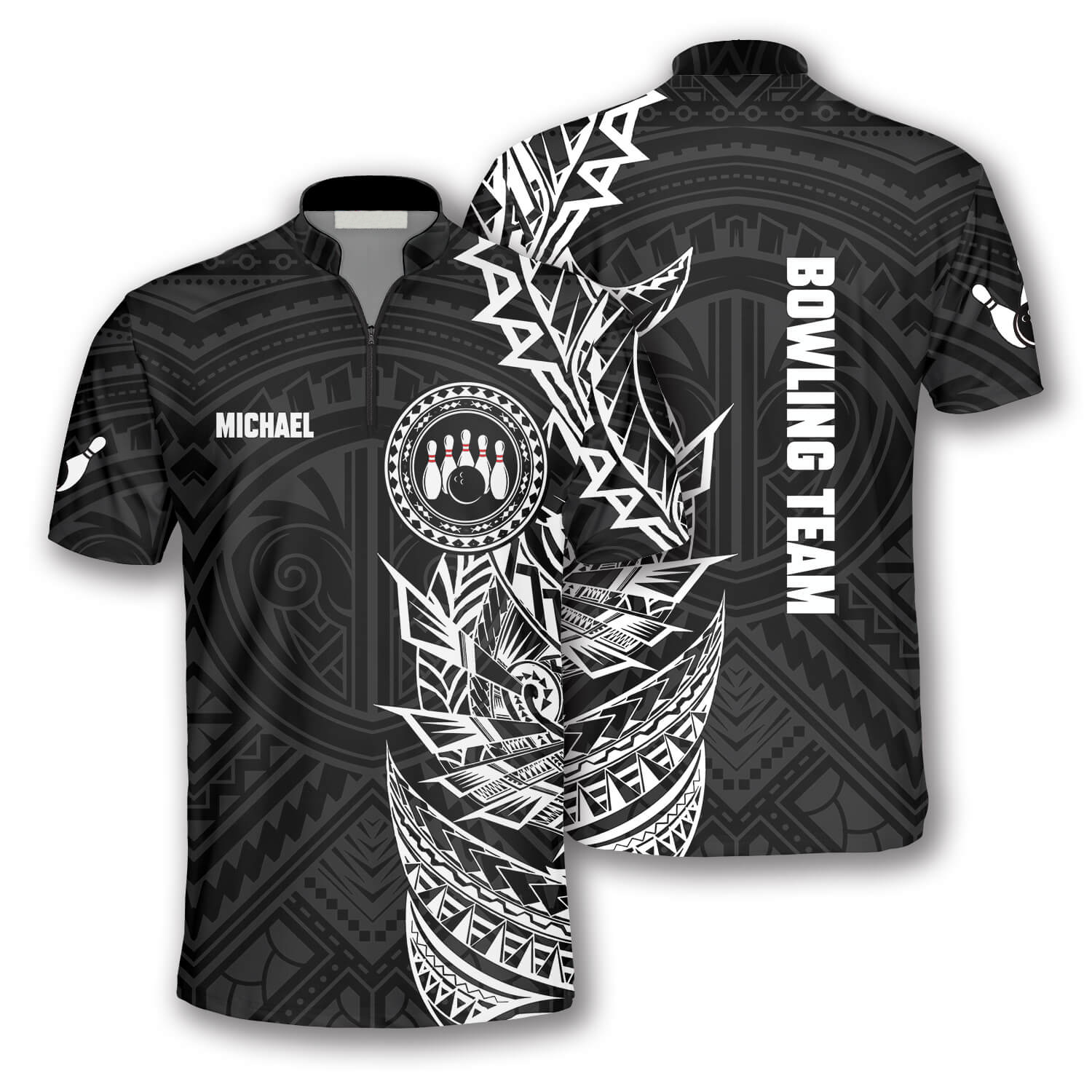 BW Multi Color Tribal Custom Bowling Jerseys for Men/ Bowling in My Heart 3D Jersey Shirt