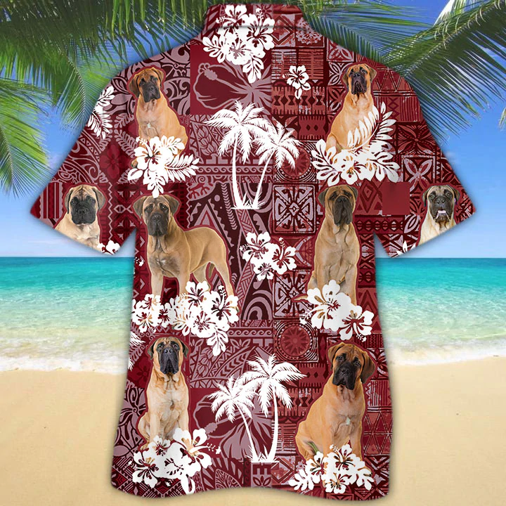 Bullmastiff Red Hawaiian Shirt/ Animal Summer Shirts/ Dog Lover Shirts/ Hawaiian Shirt Men
