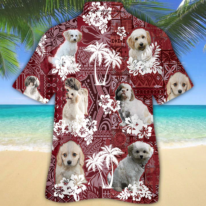 Cavachon Red Hawaiian Shirt/ Gift for Dog Lover Shirts/ Animal Summer Shirts/ Hawaiian Shirt Men
