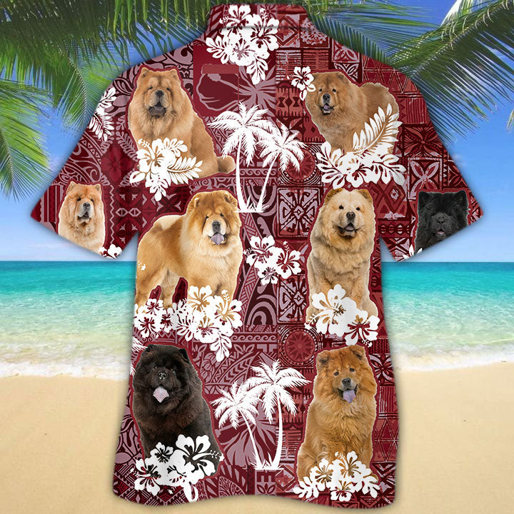 Chow Chow Hawaiian Shirt/ Best Hawaii Shirt With Dog Red Tribal Pattern