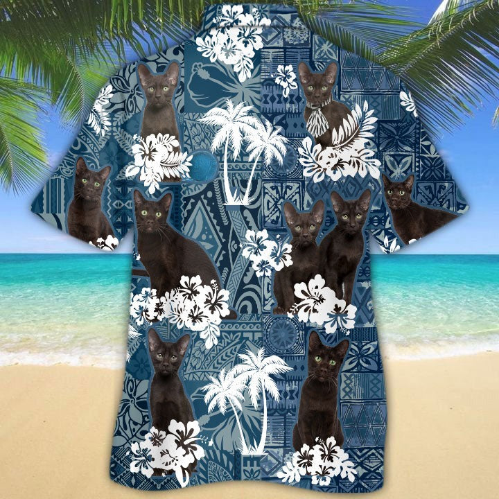 Havana Brown Hawaiian Shirt/ 3D All Over Print Cat Hawaiian Shirts/ Summer Aloha Beach Shirts