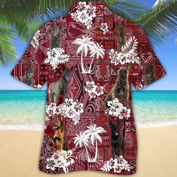 Dutch Shepherd Hawaiian Shirt/ Hawaii Shirt Red Tribal For Dog Lovers