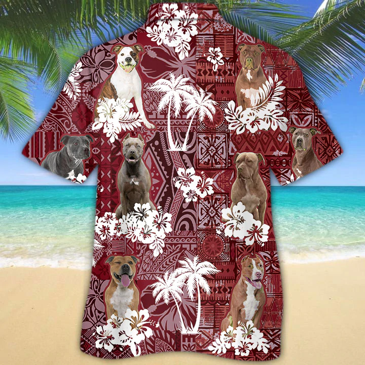 Pitbull Hawaiian Shirt/ Gift for Dog Lover Shirts/ Men