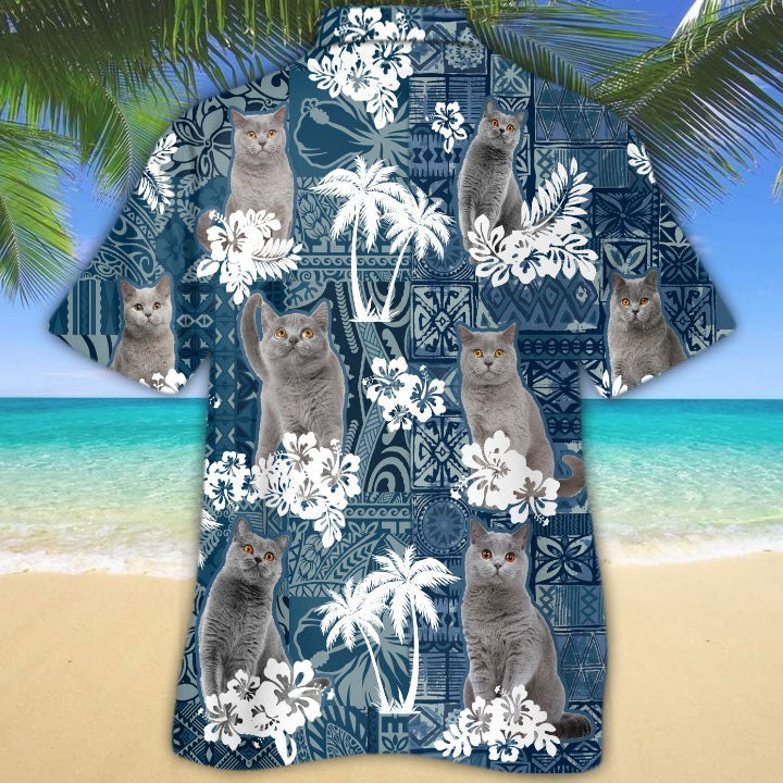 British Shorthair Hawaiian Shirt For Cat Lovers/ Cat In Hawaiian Shirt/ 3D Full Print Animal Hawaii Beach Shirts