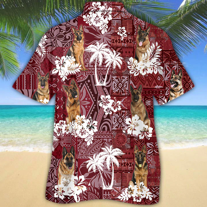 German Shepherd 2 Red Hawaiian Shirt/ Gift for Dog Lover Shirts/ Animal Summer Shirts