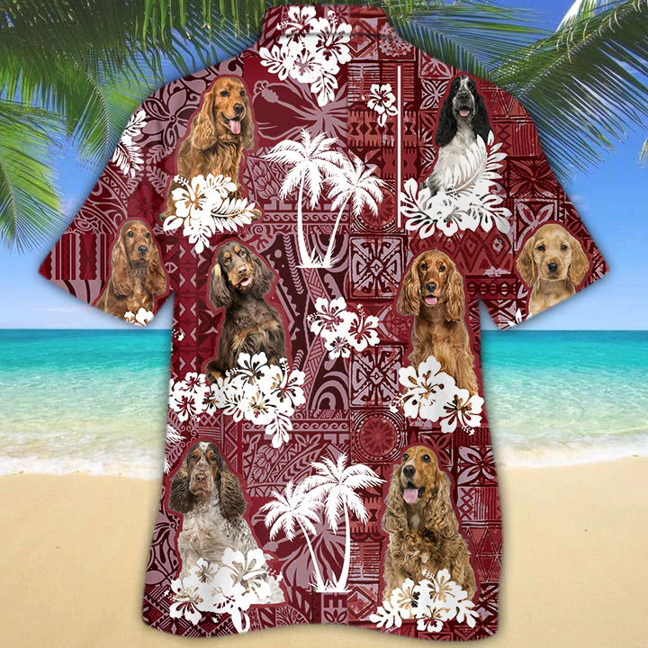 English Cocker Spaniel 2 Red Hawaiian Shirt/ Gift for Dog Lover Shirts/ Animal Summer Shirts/ Hawaiian Shirt Men