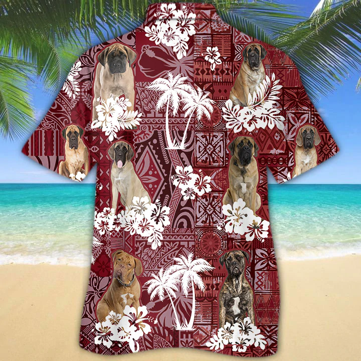 English Mastiff Red Hawaiian Shirt/ Gift for Dog Lover Shirts/ Animal Summer Shirts