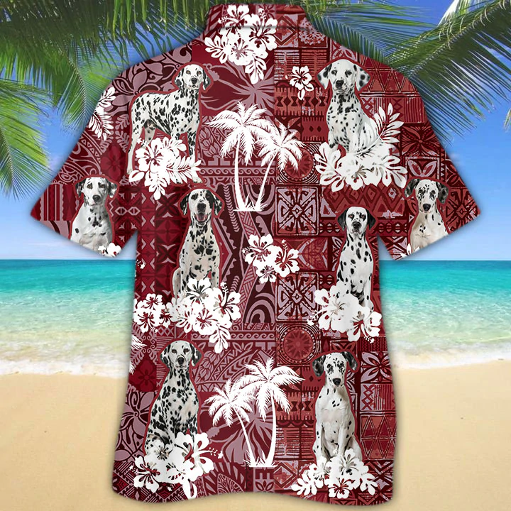 Dalmatian Red Hawaiian Shirt/ Gift for Dog Lover Shirts/ Animal Summer Shirts/ Hawaiian Shirt Men