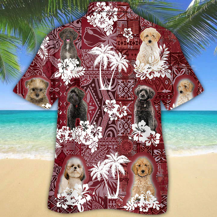 Schnoodle Red Hawaiian Shirt/ Gift for Dog Lover Shirts/ Men