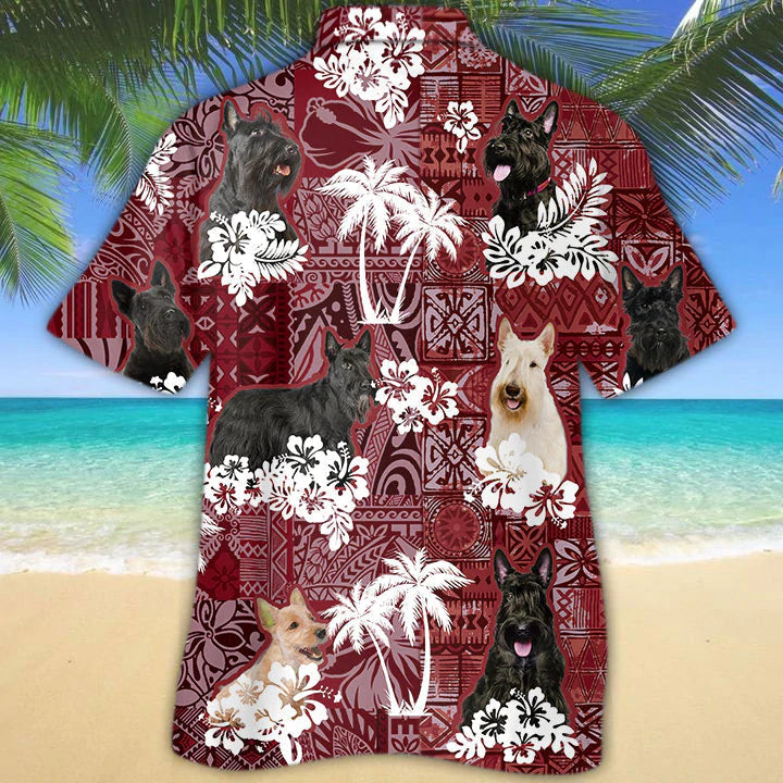Scottish Terrier Red Hawaiian Shirt/ Gift for Dog Lover Shirts/ Men