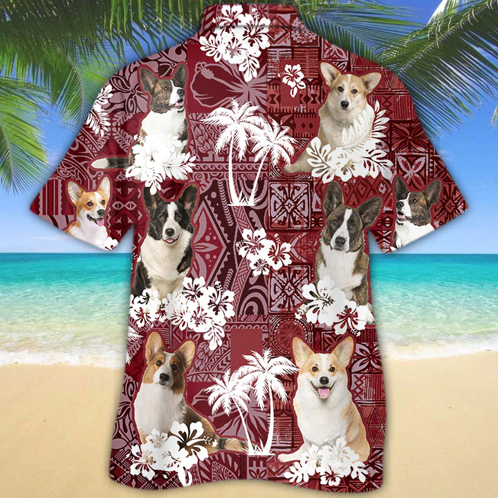 Cardigan Welsh Corgi Red Hawaiian Shirt/ Gift for Dog Lover Shirts/ Animal Summer Shirts/ Hawaiian Shirt Men