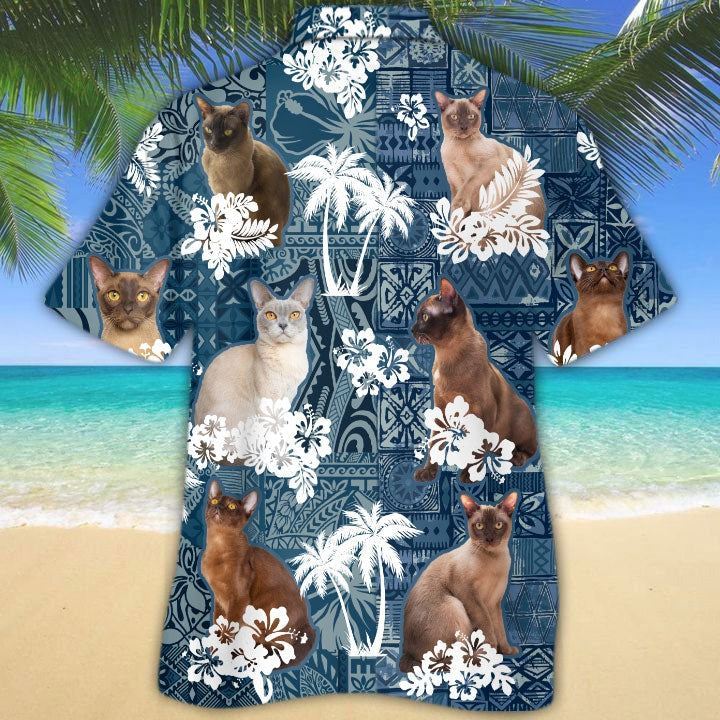 Burmese Hawaiian Shirt/ 3D Full Print Hawaii Cat Shirts/ Cat In A Hawaiian Shirt/ Hawaiian Shirt Cat