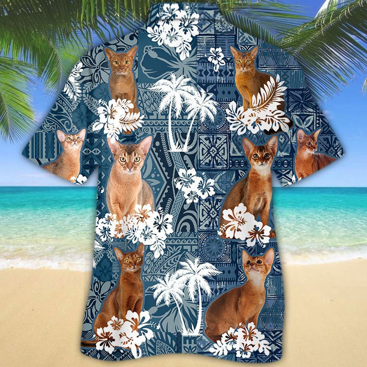 Abyssinian Hawaiian Shirt/ Cat In Hawaiian Shirt/ 3D Full Print Cat Hawaii Shirt/ Gift For Cat Lovers