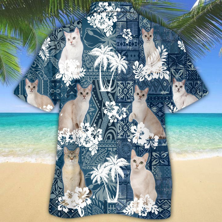 Burmilla Hawaiian Shirt/ Cat In Hawaiian Shirt/ 3D Printed Hawaiian Cat Shirt For Travel Beach Summer