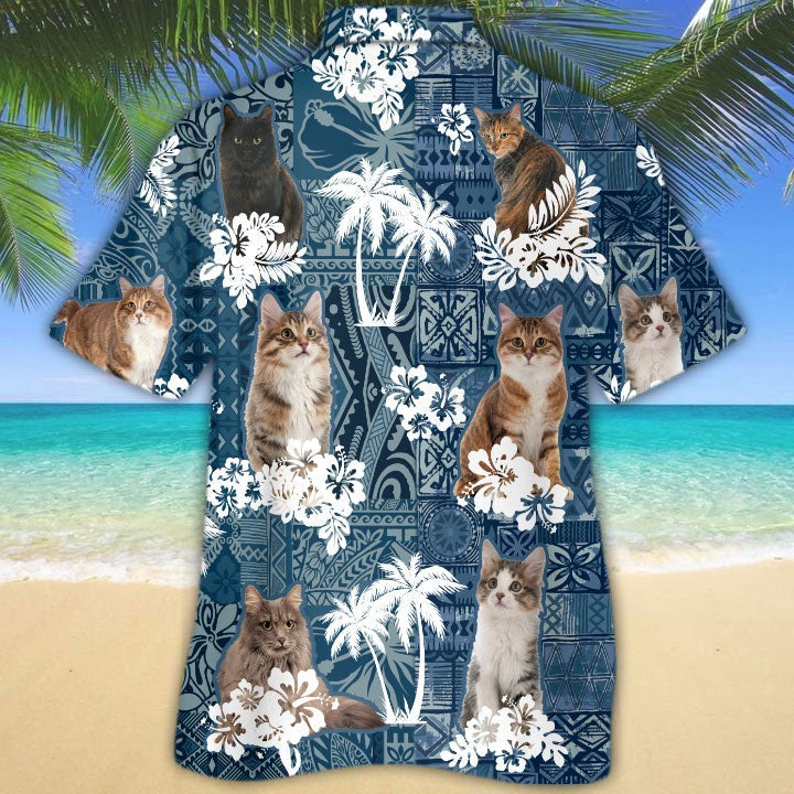 Kurilian Hawaiian Shirt/ 3D All Over Printed Cat Hawaiian Shirt/ Gift To Cat Lovers/ Summer Aloha Beach Shirt