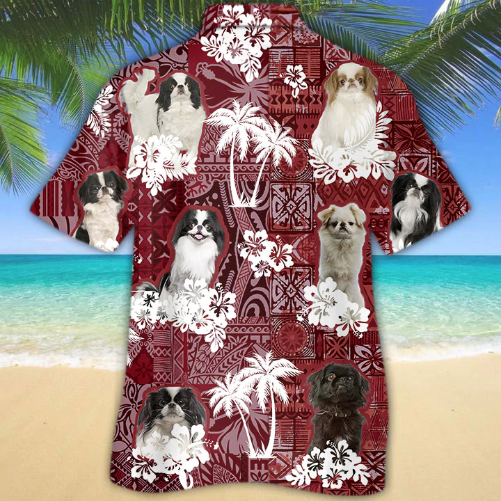 Japanese Chin Red Hawaiian Shirt/ Gift for Dog Lover Shirts/ Animal Summer Shirts