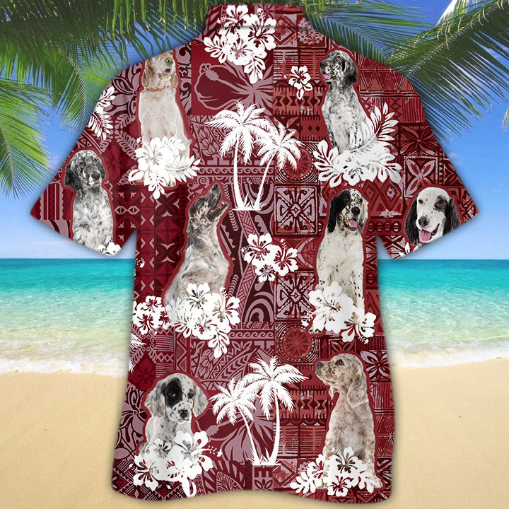 English Setter Hawaiian Shirt/ Dog All Over Print Hawaii Shirt Short Sleeve