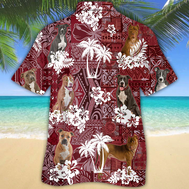 American Pit Bull Red Hawaiian Shirt/ Hawaiian shirt For men/ Women/  Aloha Shirt For Summer