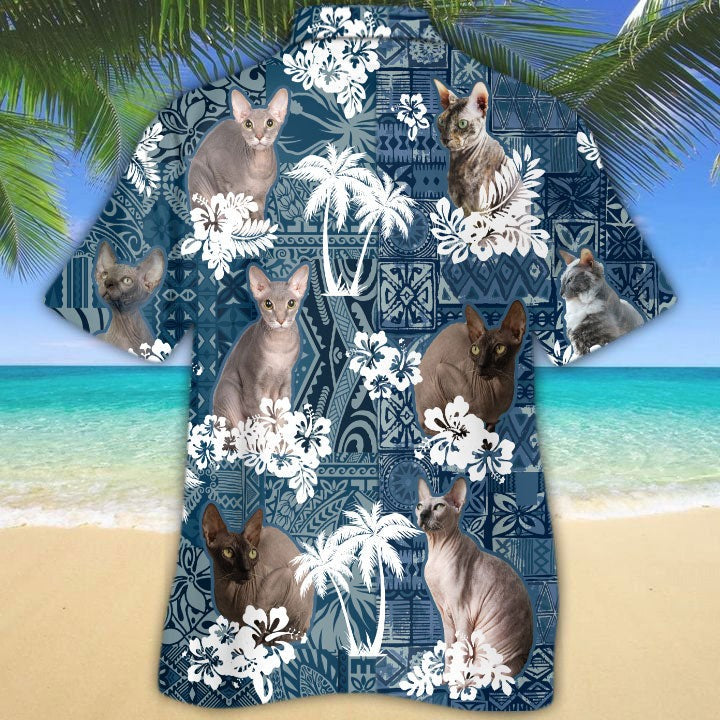 Donskoy Hawaiian Shirt/ 3D Full Printed Cat Hawaiian Shirt For Men And Woman/ Present To Cat Lover