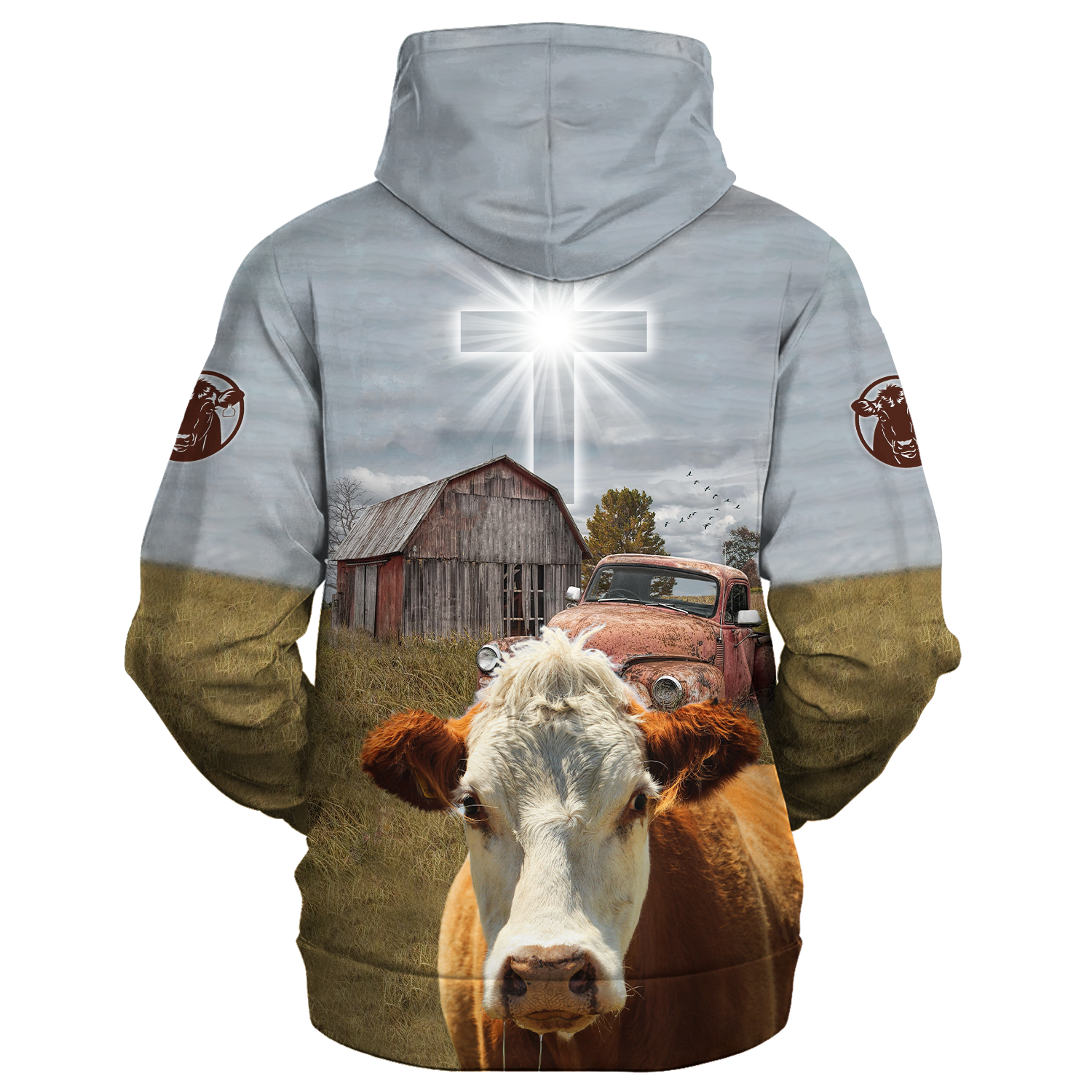 Hereford 3D All Over Print On Hoodie/ So God Made A Farmer